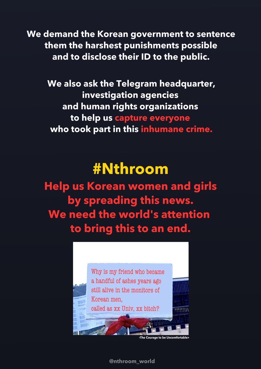 INSTEAD OF ASKING FOR YOUR FAVES TO APOLOGZE Y'ALL SHOULD FOCUS TO THOSE MOTHERFUCKER WHO RUINED THE LIVES OF THOSE INNOCENT GIRLS. FOCUS ON THE BIGGEST ISSUES NOT ON PERSONAL LIVES OF YOUR IDOLS SMH #ARREST_NTHROOM
#NTHroomOUT