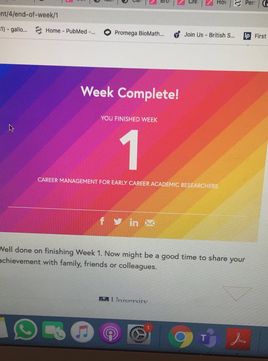 I've finished week 1 of the <a href="/FutureLearn/">FutureLearn</a> course 'Career Management for Early Career Researchers'. If, like me, lockdown is giving you a chance to think about your future, I would highly recommend this course. 😀🙌