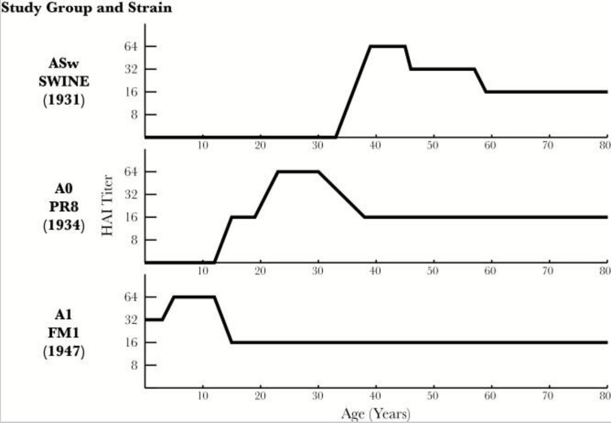 26/ Studies of influenza have found that, in general, whatever strain someone was first infected with becomes the strain they will respond to most effectively. This is called the “original sin” theory of flu immunity imprinting.  http://bit.ly/2WK3uLw 