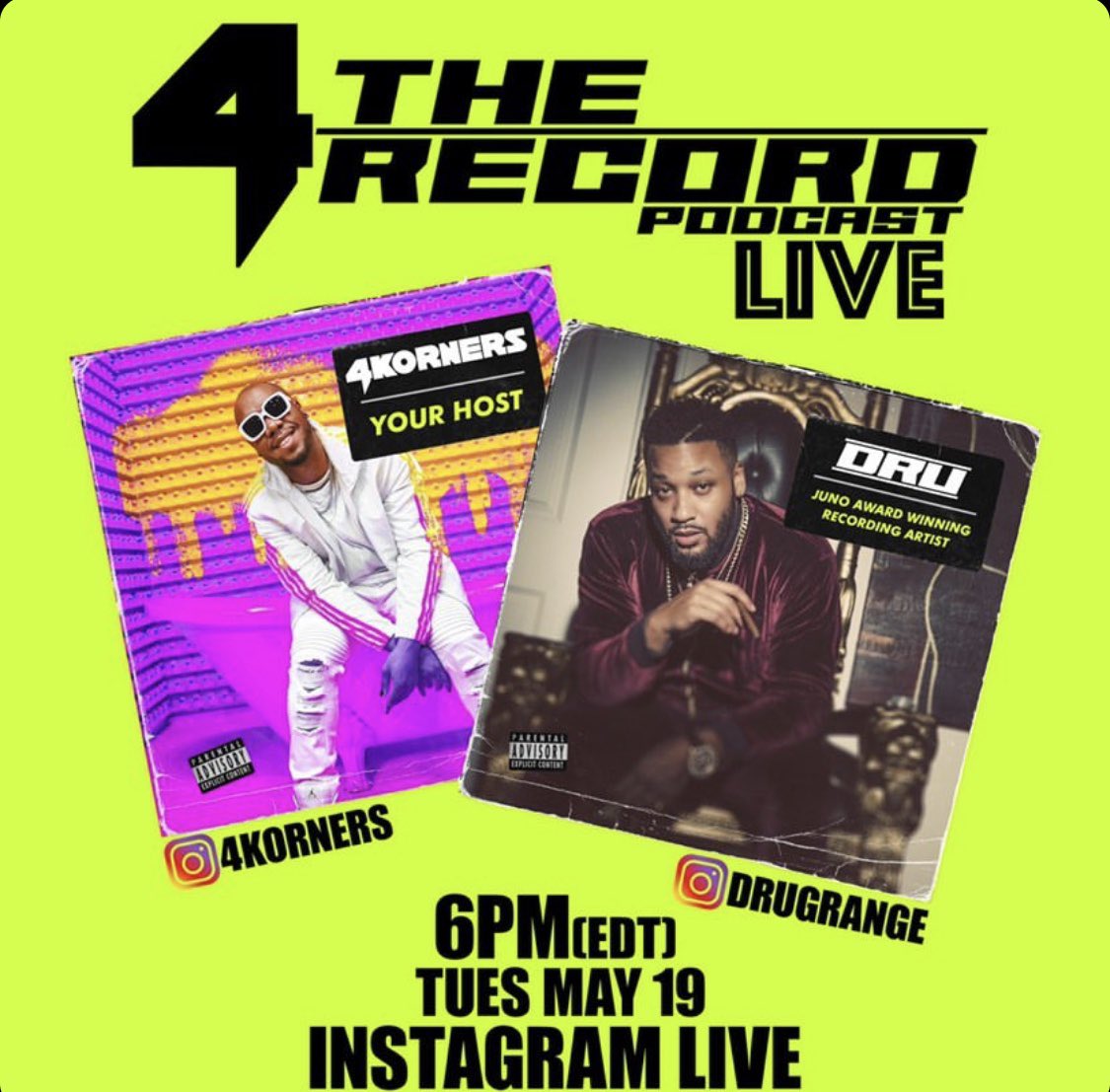 sashastoltz's tweet photo. Tonight 6pm est #sashastoltzpublicity Client @TheJUNOAwards Winning certified Gold selling R&B Artist @DRUGRANGE joins Legendary @4KORNERS on @instagram live “4 The Record” Podcast #dru #effortlessent #4Korners #newmusic #randb #ynf #tuesdayvibes #clientlove #Instagram https://t.co/9pEfYu1ikO