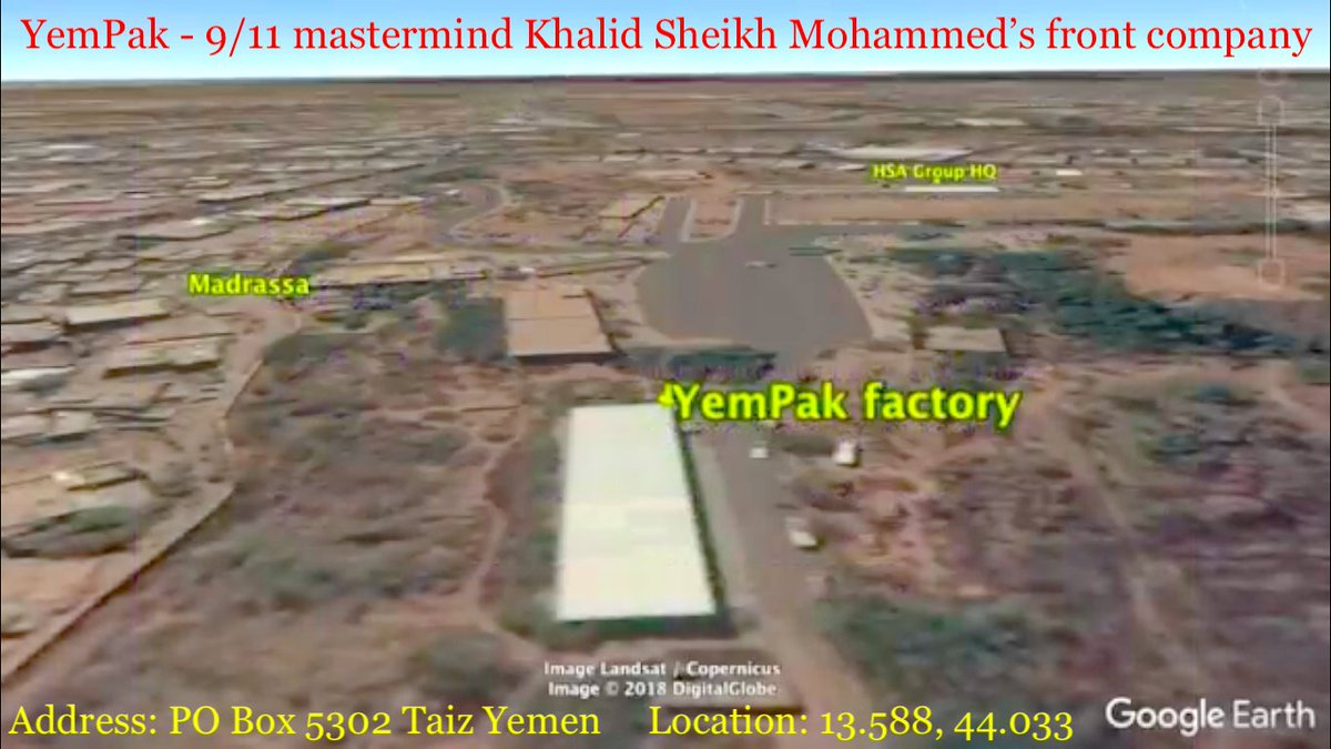 MancunianQuiet's tweet photo. When I visited in 1997 the #YemPak factory was being used by Khalid Sheikh Mohammed & #alQaeda
YemPak is an abbreviation of YemenPakistan collaboration
The address #POBox5302 was also used by the Hayel Saeed Anam Group & for investments in the #CaymanIslands & by the #USEmbassy https://t.co/SUiYJNXrY6