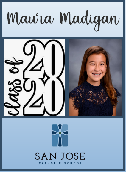 SanJoseCSJax's tweet photo. 8th grade Spotlight of the Day! We are so proud of our 8th graders and are excited to see where their journey leads them. Their presence on our campus will be greatly missed. Congratulations, Class of 2020! #sanjosecatholic #classof2020 #catholicschoolstrong https://t.co/HUekXSlbIZ