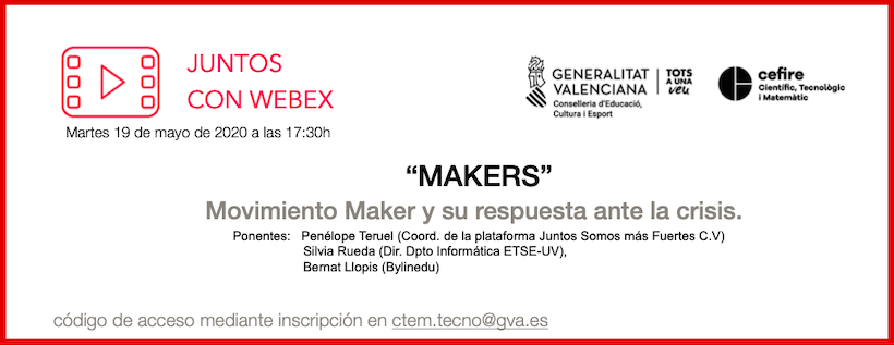 Des del @CEFIREambitCTEM i en especial <a href="/Matifenollosa/">Mati Fenollosa</a> , José Lopez, i <a href="/lidiam4t3s/">Lidia</a> volem donar les gràcies als que heu participat a la xarrada "Moviment MAker i la seua resposta davant la crisi" i en especial als ponents <a href="/Shanakawaa/">Zìyóu Lóng</a> <a href="/sruedapascual/">Silvia Rueda Pascual</a> <a href="/inedu/">Bernat Llopis</a> . Moltes gràcies!!