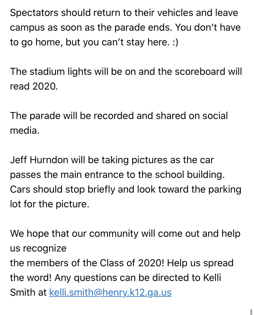 Check out the info for our SENIOR PARADE this Friday!