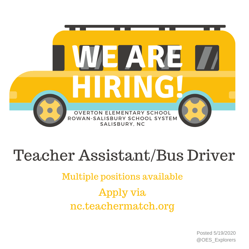 We are hiring!   To apply, go to nc.teachermatch.org.