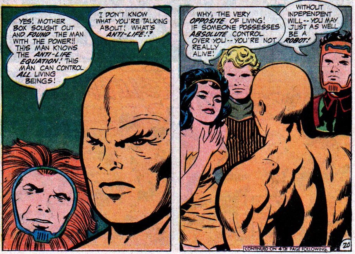 turns out the Anti-Life Equation exists, and it is in the sole possession of a Japanese man with the, ahem, unfortunate name of Sonny Sumo. We also see that Anti-Life is not just oppression, fear or manipulation, which we’ve seen darkseid has, but the erasure of will entirely