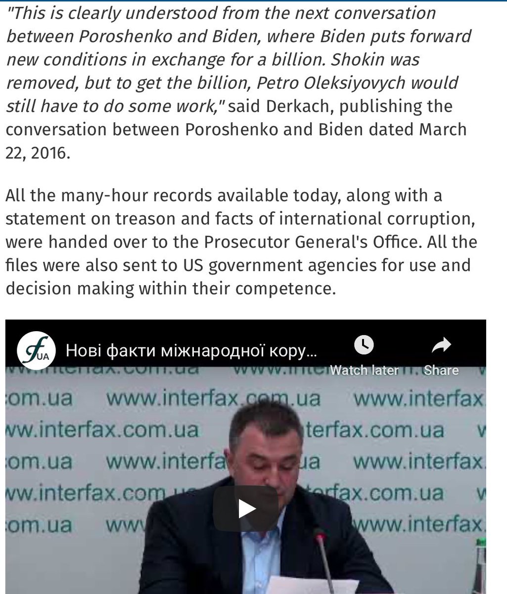 MP Andril Derkach Makes Conversations Between Petro Poroshenko, Joe Biden & Hillary Clinton PublicPresents Statement on Being Handed Records on International Corruption & Treason at Highest Levels @POTUS  https://ukranews.com/en/news/703227-poroshenko-boasted-to-biden-that-he-had-raised-tariffs-by-100-instead-of-the-required-75-a-record  https://twitter.com/dmills3710/status/1222713369091805184