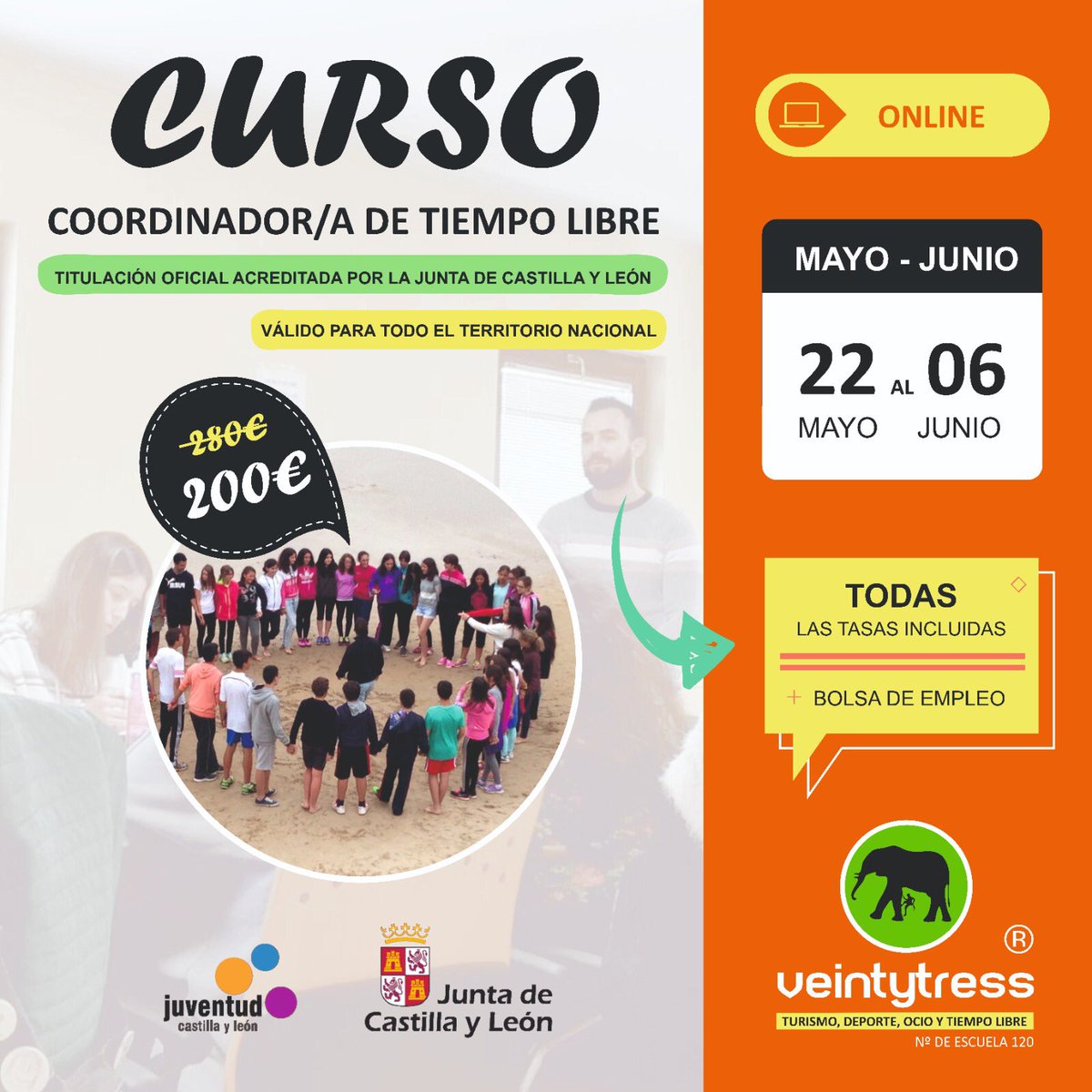Veintytress's tweet photo. Últimos días curso monitor y coordinador de tiempo libre.
Titulación oficial de #CastillayLeón 
Válido en toda España.

#campamentos #ocioytiempolibre 

Más info: formacion@veintytress.com 

@CJCyL @JuventudCYL https://t.co/ubSbe8Bamo