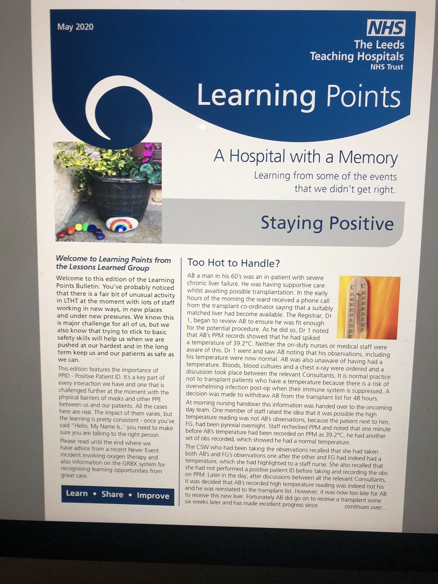 LTHT_Lessons's tweet photo. Available in an in-box near you now! The latest LPB- featuring some things we didn’t get quite right (and some  good stuff too)..and what they tell us about how we can do things better -Stay positive folks @LeedsHospitals @philwoodLTHT @julianhartley1 @ptsafetylearn @ptsafetyNHS https://t.co/bSd8OzY41t