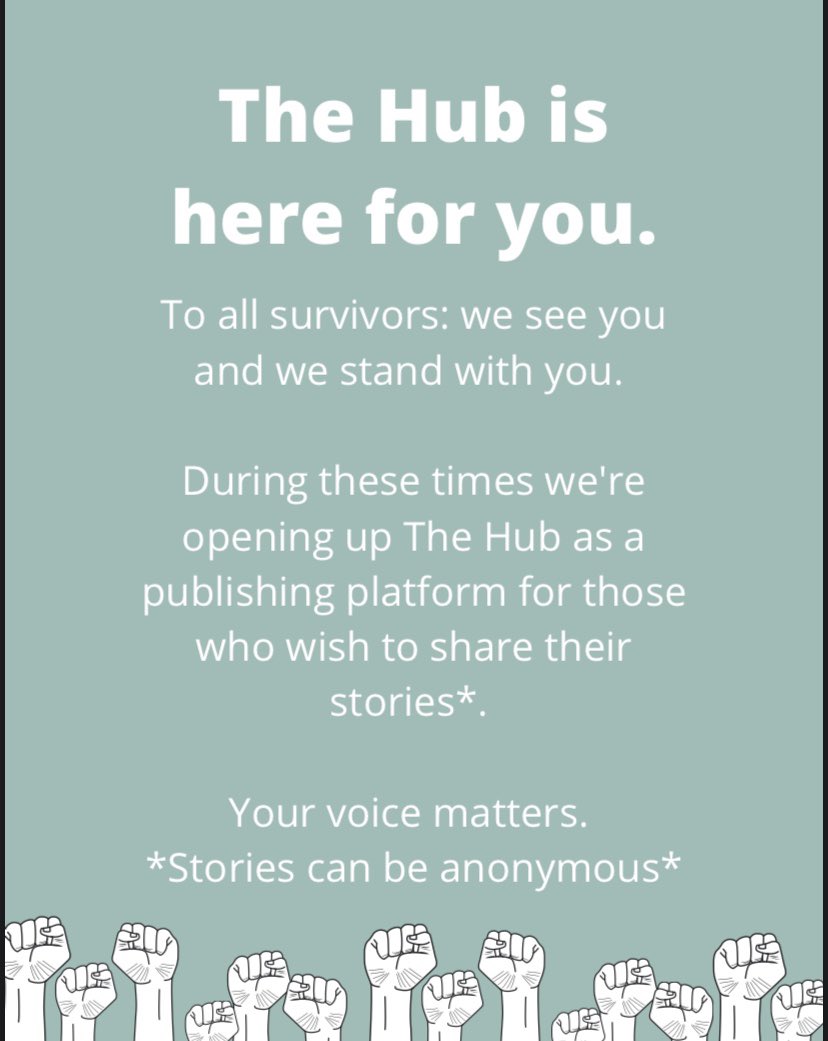 ECtheHub's tweet photo. Hey y’all! Reminder that we’re giving the floor to survivors to share their stories, if they wish. https://t.co/TJAj5RMgtp