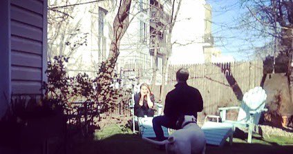 lfasso1's tweet photo. When your now fiancée had his proposal planned for months including family and friends flying into NY from AZ..and was foiled by covid-19, he STILL proposed on 3-26-20 in our backyard ..and in front of family and friends..virtually! 💙💍#weddingcontest @StellaArtois @Need4LSpeed https://t.co/U9T2sHPxJK
