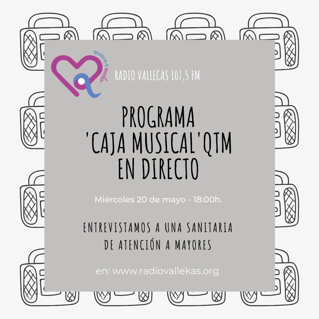 PADJoven_'s tweet photo. ¡Más radio en las ondas! 🎙🎙🎙

Mañana, en @radiovallekas , nuevo programa de 'Caja Musical' con los chicos y chicas del #QuiéreTMucho.

Escúchales y fíjate cómo se 'mueve #Vallecas' 👏🏽👏🏽👏🏽

#QuedateEnCasaConPAD y escucha la radio! https://t.co/G3D6qaazB1