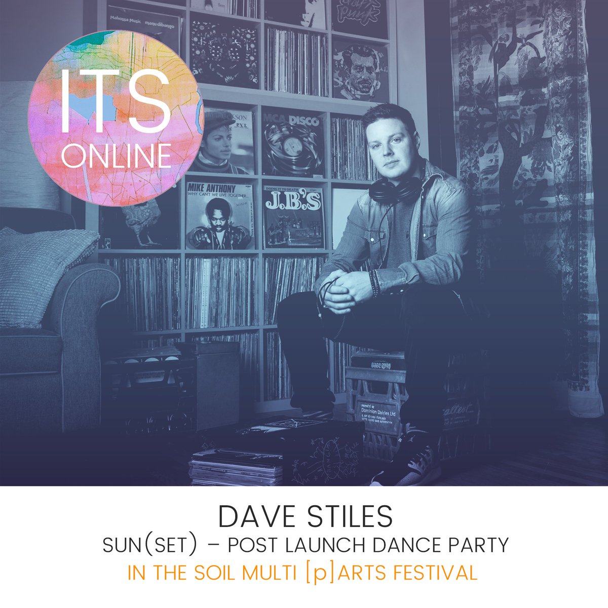 InTheSoilFest's tweet photo. Dust off those dancing shoes and get ready for an epic sun(set) dance party with DJ Dave Stiles this Friday at 7:30pm 🌅🎧
View the full #ITSOnline festival lineup and schedule on our website at https://t.co/6xES0vKsan.
#inthesoil #theartslivehere https://t.co/2H7k2o2hXA