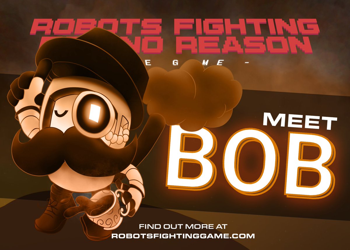 Meet Bob! He's one of the characters in Robots Fighting For No Reason, which is currently in development by <a href="/LastGameOrder/">LastGameOrder</a>! Why are they fighting? We don't know!

Sign up to the mail list at robotsfightinggame.com

#indiedev #gamedev #madewithunity #nintendoswitch #gameart