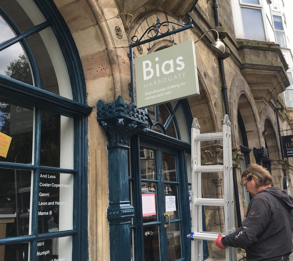 Thought we'd get tarted up for our reopening - YAH! Hope you like the new colour ... maybe a little darker than expected but looks great with the stone work. Here's to Hague Blue and many happy (not blue) days in my lovely Bias Store in the near future ...