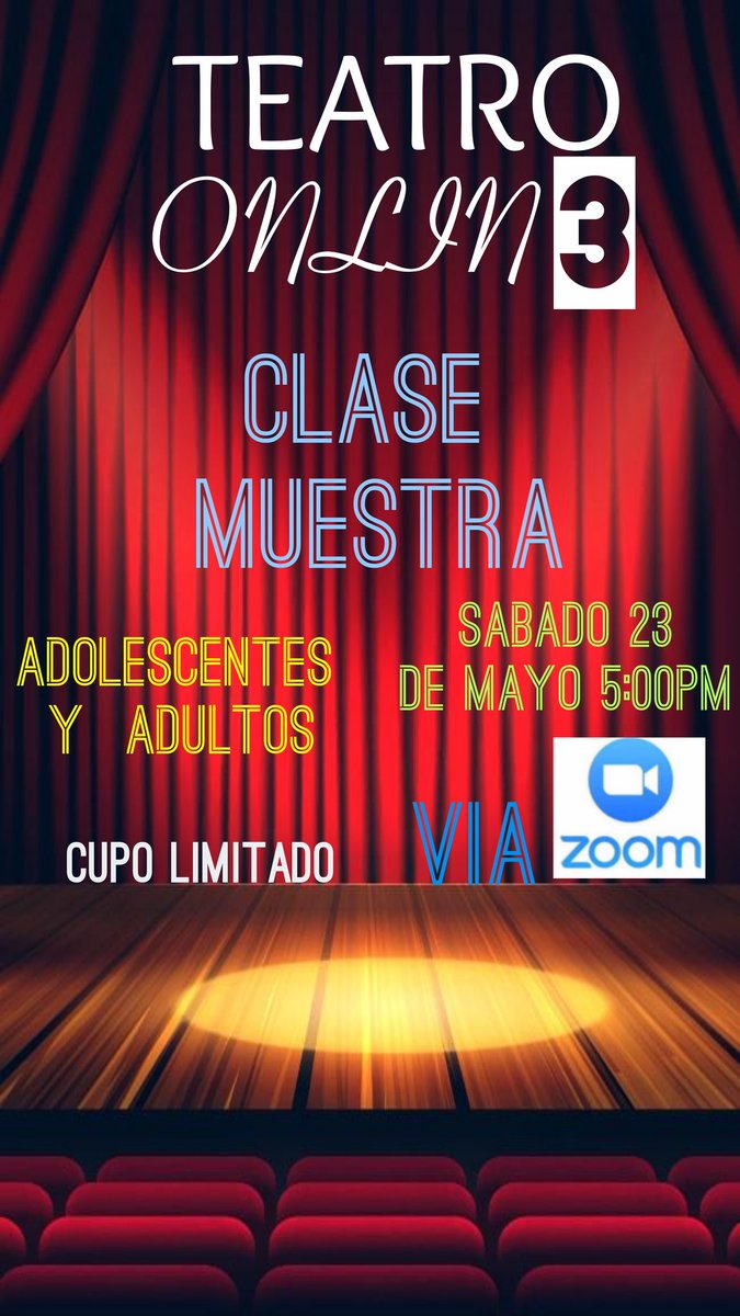 OMARREYESACTOR2's tweet photo. #TEATROONLIN3
tenemos para ti una clase muestra, lo único que te pedimos a cambio es lo siguiente:
*Like a nuestra página Teatro Onlin3
*Tener descargado Zoom en algún dispositivo
*Proporcionarnos un correo donde enviarte el ID de entrada
https://t.co/sy5Mf20QEf https://t.co/I8aWTBOdh7