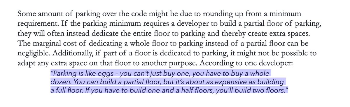 9/ Stangl also spent a number of pages interviewing developers about parking policy which contains some enlightening quotes (I love the egg analogy)