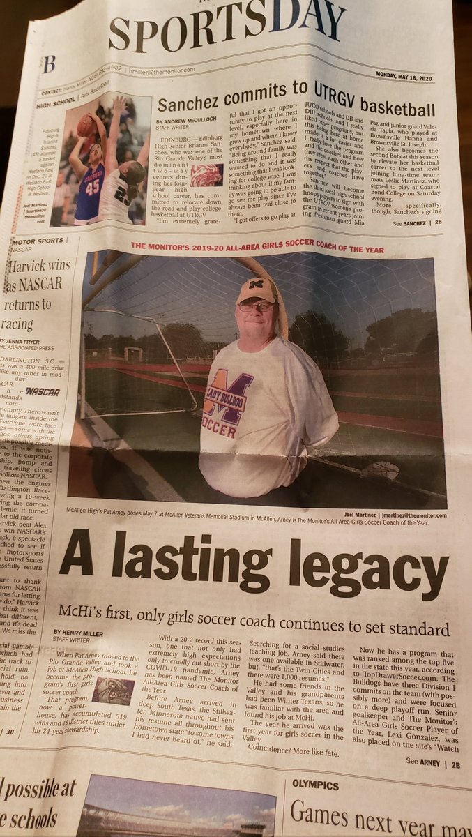 CHRISTINEARDIS's tweet photo. Proud of my friend @McAllenISD #McHi Coach Pat Arney, for being named @monitornews All-Area #GirlsSoccer Coach of the Year!! #firstandonly #soccerpowerhouse #topfiveinthestate #thesethingsmatter #commitment #traditionofwinning @mchigirlssoccer @McHiPride @lopezjay @mchiathletics https://t.co/HVdZWJXyHr