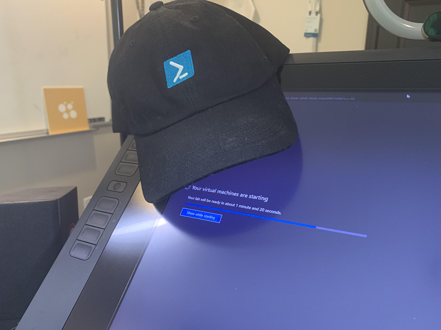 GarthSchulte's tweet photo. Coding up the final skill for our PowerShell 7 course @CBTNuggets. Scripting like a Ninja! I even busted out the PowerShell lid for this one. 🥷
#LabITUp #PowerShell #CBTNtrainer https://t.co/ZduTv7mLsm