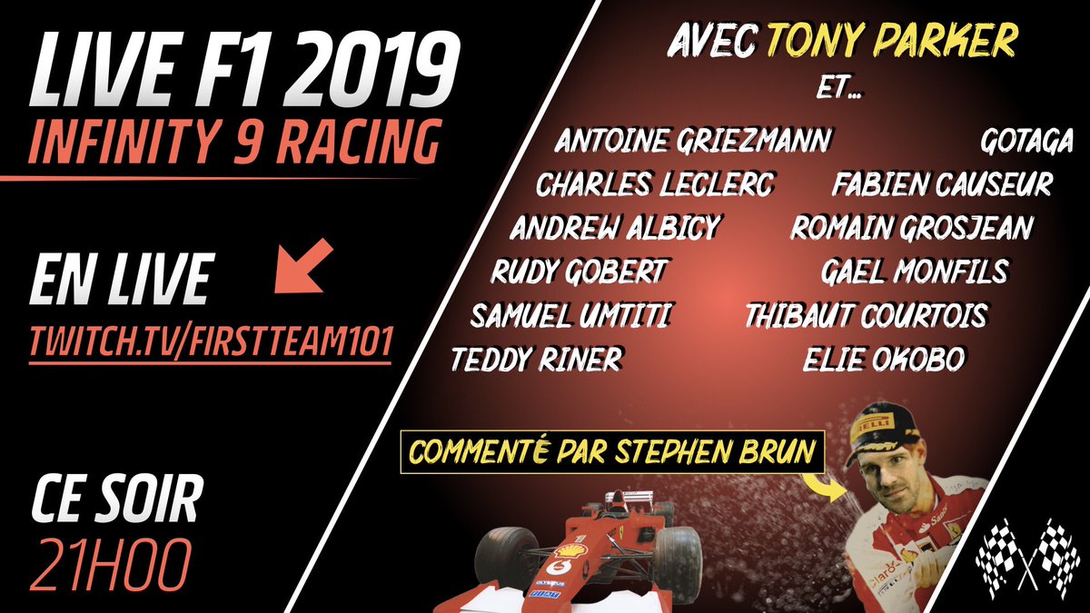 🏆INFINITY 9 RACING🏆
🏎Qui gagnera la course des stars ?
Avec @tonyparker, @Gotaga, @Charles_Leclerc, @AntoGriezmann, @rudygobert27, @Gael_Monfils, @samumtiti, @andrewalbicy, @teddyriner, @ElieOkobo_0 🔥
🎙commenté par @StephBrun41
🔴 21H00
➡️ https://t.co/gM3QpPoThE https://t.co/OaxB2vcIlJ
