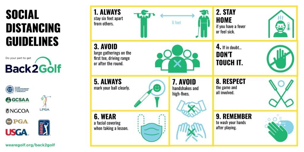 Here's some social distancing guidelines as recommended by <a href="/USGA/">USGA</a> to follow now that we're #Back2Golf