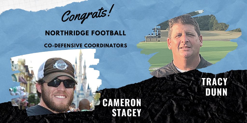 NHSJagFootball's tweet photo. The Jags are excited to announce that Cameron Stacey and Tracy Dunn have been named Co-Defensive Coordinators. We can't wait to get started!!! https://t.co/ziyedTfHzf