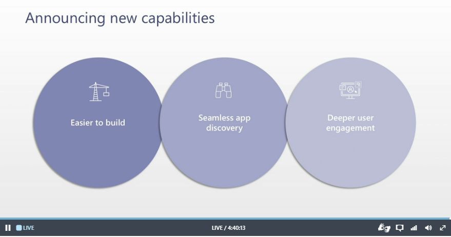 msanthakumara's tweet photo. Announcing new capabilities
- Easier to build
- Seamless app discovery
- Deeper user engagement
#MSBuild #MSBuild2020 @MicrosoftTeams #teamsappdevelopment #teams https://t.co/pjVMm0dAFO