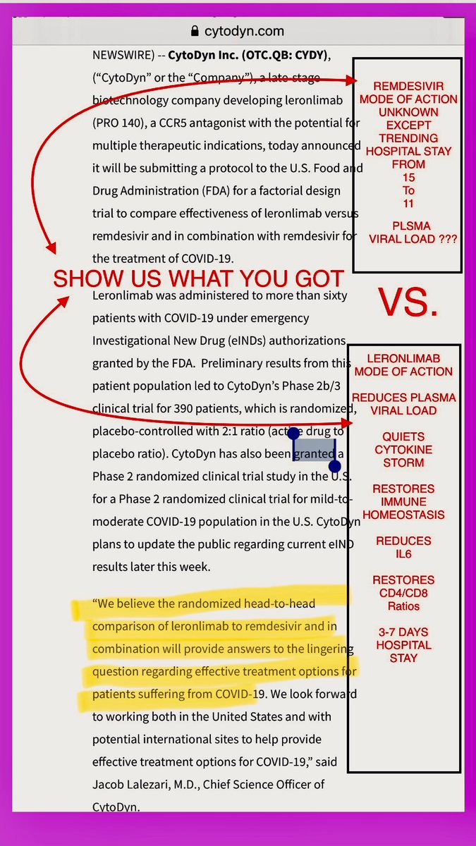 BudRante's tweet photo. Aside from financials
Regardless it’s 40 million/Qtr +-
Still a winner
We are due:update
#COVID19 #Avidio Vaccine from CaroGen #YALE Univ Team
$SPOM about to join the race of #Vaccine makers..
$INO $MRNA $NVAX $SRNE
$CYDY #Leronlimab
@cnn @cnnbrk @cnni
@OTCMarkets @otc_watch https://t.co/WOHfi0JEig