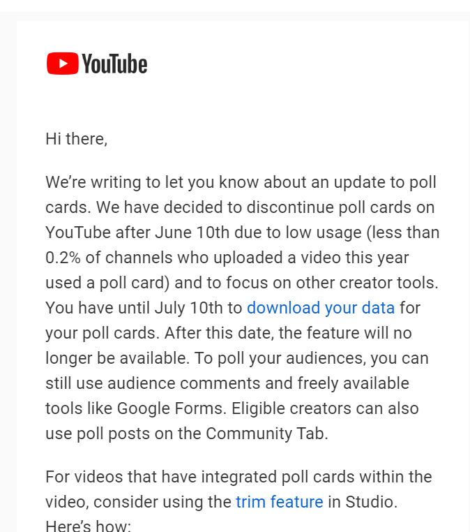 BlueTubaCP's tweet photo. Good ol' @TeamYouTube removing another half decent feature...
#makeyoutubegreatagain https://t.co/48jYpaXuoi