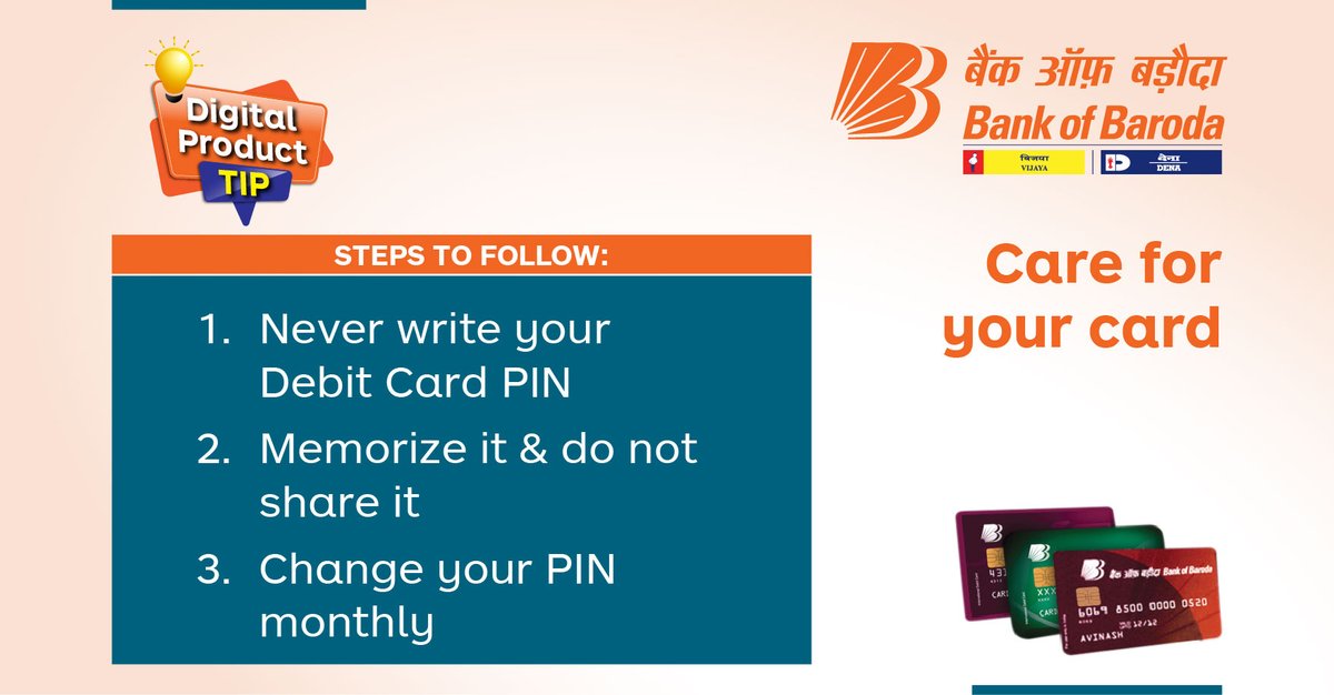 bankofbaroda's tweet photo. With the #DigitalProductTip you can ensure the safety of your #BankofBaroda Debit Cards. Be alert, be safe. #StaySafeBankSafe #GoDigital https://t.co/91WKs8ZPfN