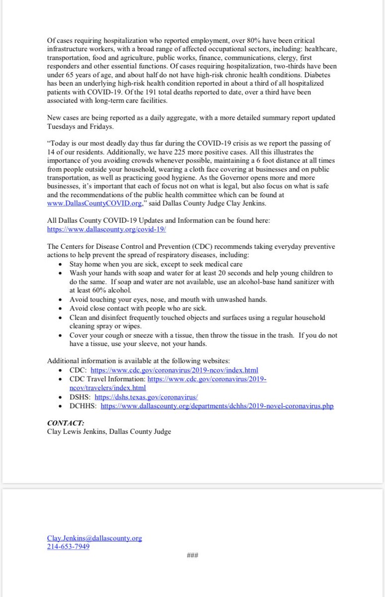 JudgeClayJ's tweet image. Today is our most deadly day thus far during the COVID-19 crisis as we report the passing of 14 of our residents. Additionally, we have 225 more positive cases