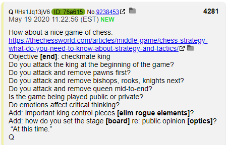 1. Q is back with another QDrop about chess. Q's understanding of chess is so one dimensional it drives me nuts. Q could be making QDrops that seem so deep and insightful if they had any real concept of the game. Instead he's just a blithering moron.