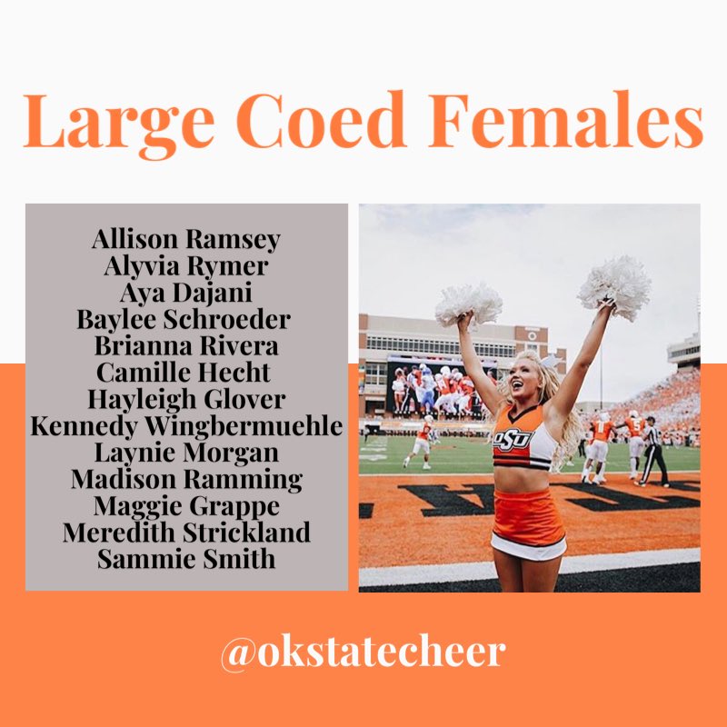 OSUcheer's tweet photo. Thank you to everyone who participated in our tryout process! We are proud to announce our teams for the 2020-2021 season! 🤠🧡 https://t.co/QpROPmoyx3