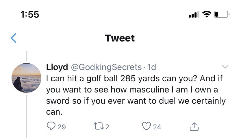 I’m going to sarcastically state that men believe sword mastery is a key part of what makes them manly. They think this because of all of the sword masters in pop culture. Drop your favorite wielders of the blade who give boys unattainable goals of masculinity.