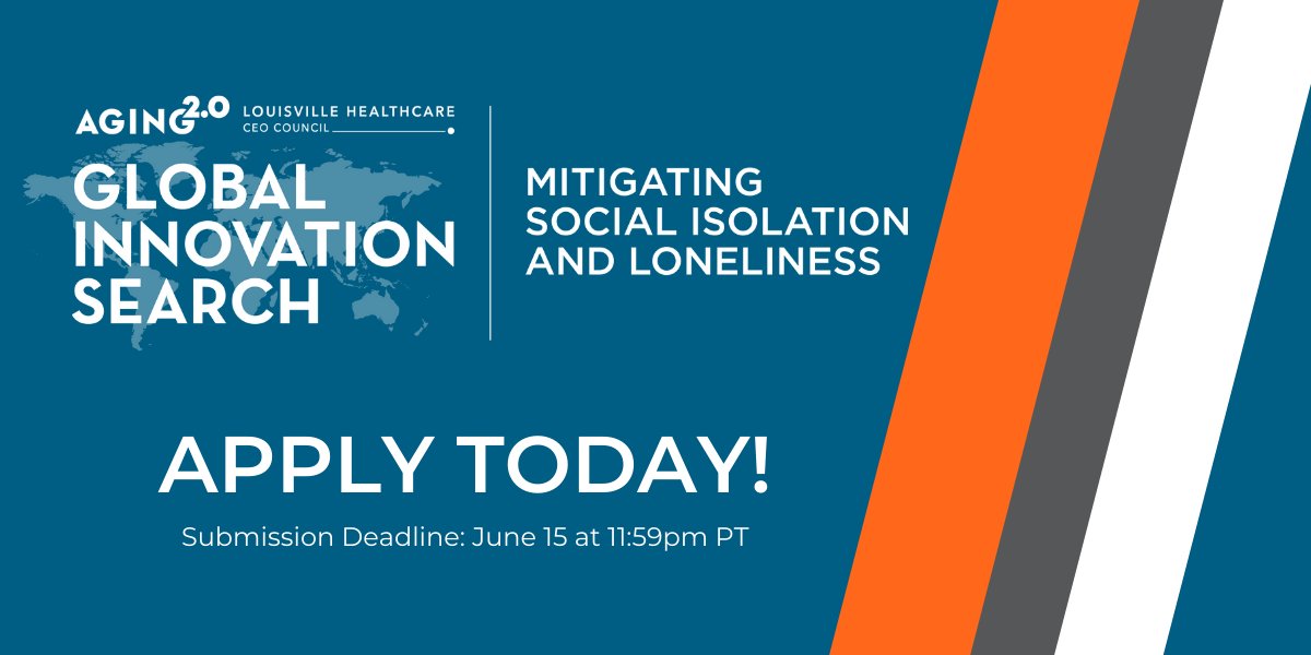 Are you an innovator with a solution that addresses social isolation and loneliness among older adults? We encourage you to apply for the GIS, hosted in partnership with @LHCCKY. Learn more about the program, prizes and eligibility requirements at aging2.com/gis.