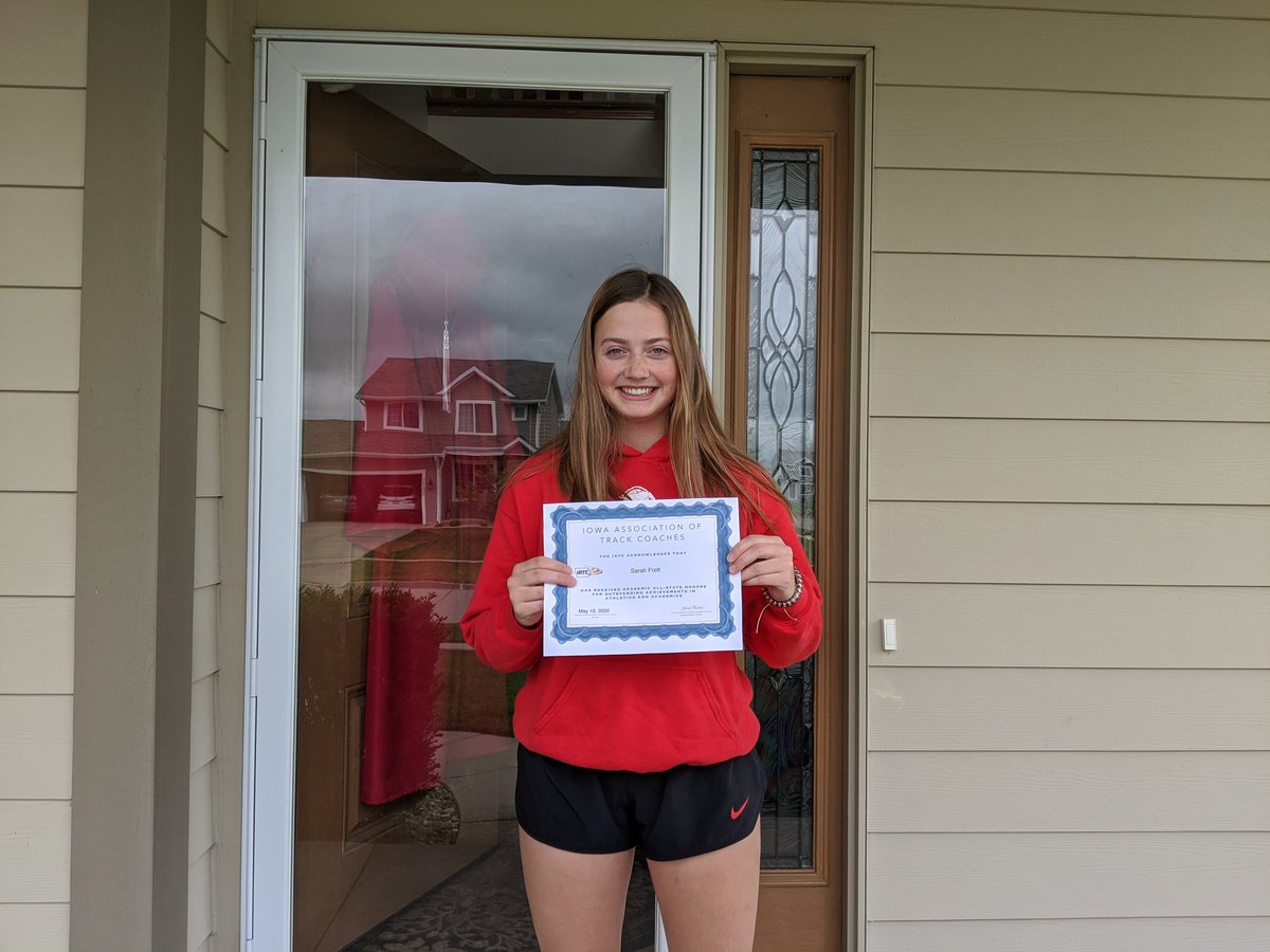 Congrats to senior Sarah Frett for being named Academic All-State 2020! She also qualified for 10 state events... placing in 5 of them in her career!