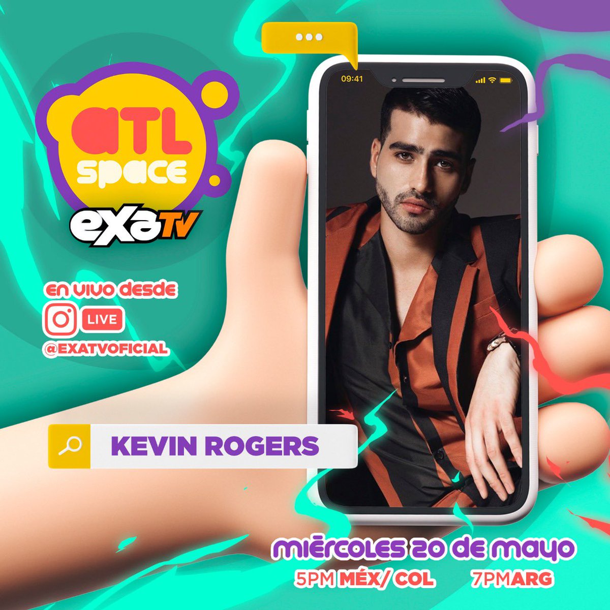 atlgarza's tweet photo. El padrino del primer programa será @Kev_Rogers, 20 de mayo a las 5 pm por el IG de @exatv. https://t.co/Da7aCBjowf
