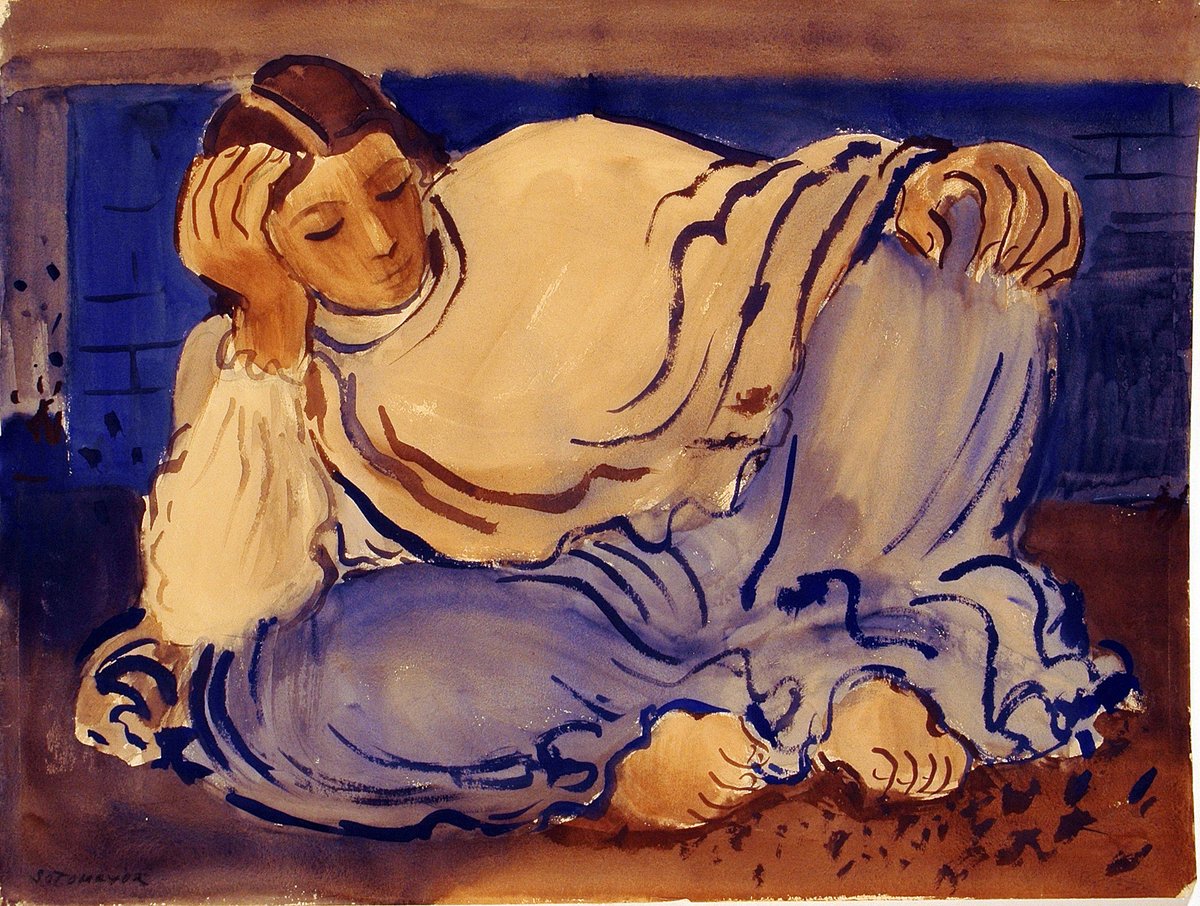 SDMA's tweet photo. ⁣Take a moment out of your day to #rest &amp; #reflect with this #MuseumMomentofZen reminder. 😌

How have you been practicing #SelfCare this #quarantine? 💞

Antonio Sotomayor. "Woman #Resting," ca. 1947. #Watercolor. 1947.14.

#MuseumAtHome #MuseumFromHome #SDMAYourWay #SDMA #art https://t.co/KtQnkennQ9