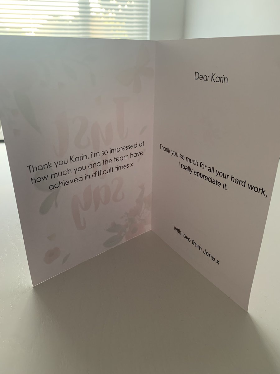 16KarinGibbsWW's tweet photo. So lovely to receive this today! It’s so important to feel valued at a time like this. Thank you @janeypound @SamanthaEldrid2 @cathbailey5 @jesscu01 @VikkiHowe9 @ClaireScahill1 @MeiWong06093218 #astergroup #lovewhereyouwork #asterleaders #supportiveleadership https://t.co/4SL1ueWc8C