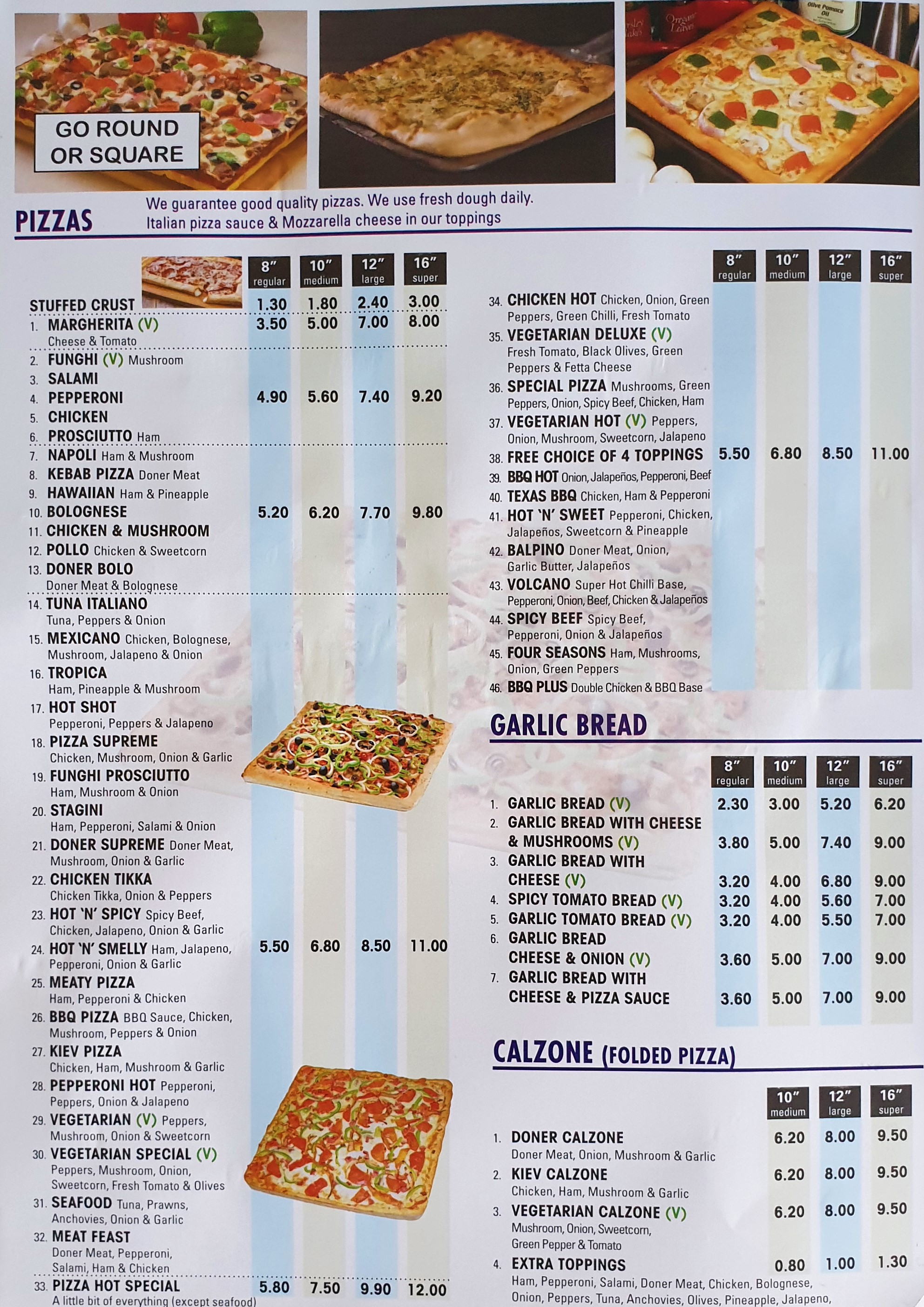 Pizza 2024 hot menu