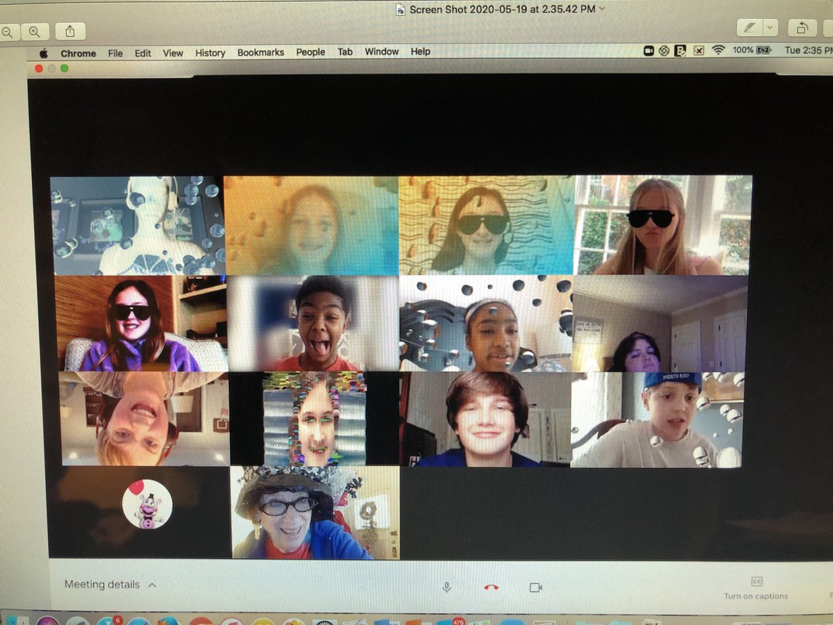 Very creative Google Meet with my Sixth Graders today!!! They shared the wonders of their Google Meet app with me!!! #trinitylearns ⁦<a href="/auntpatville/">Pat Kerner</a>⁩
