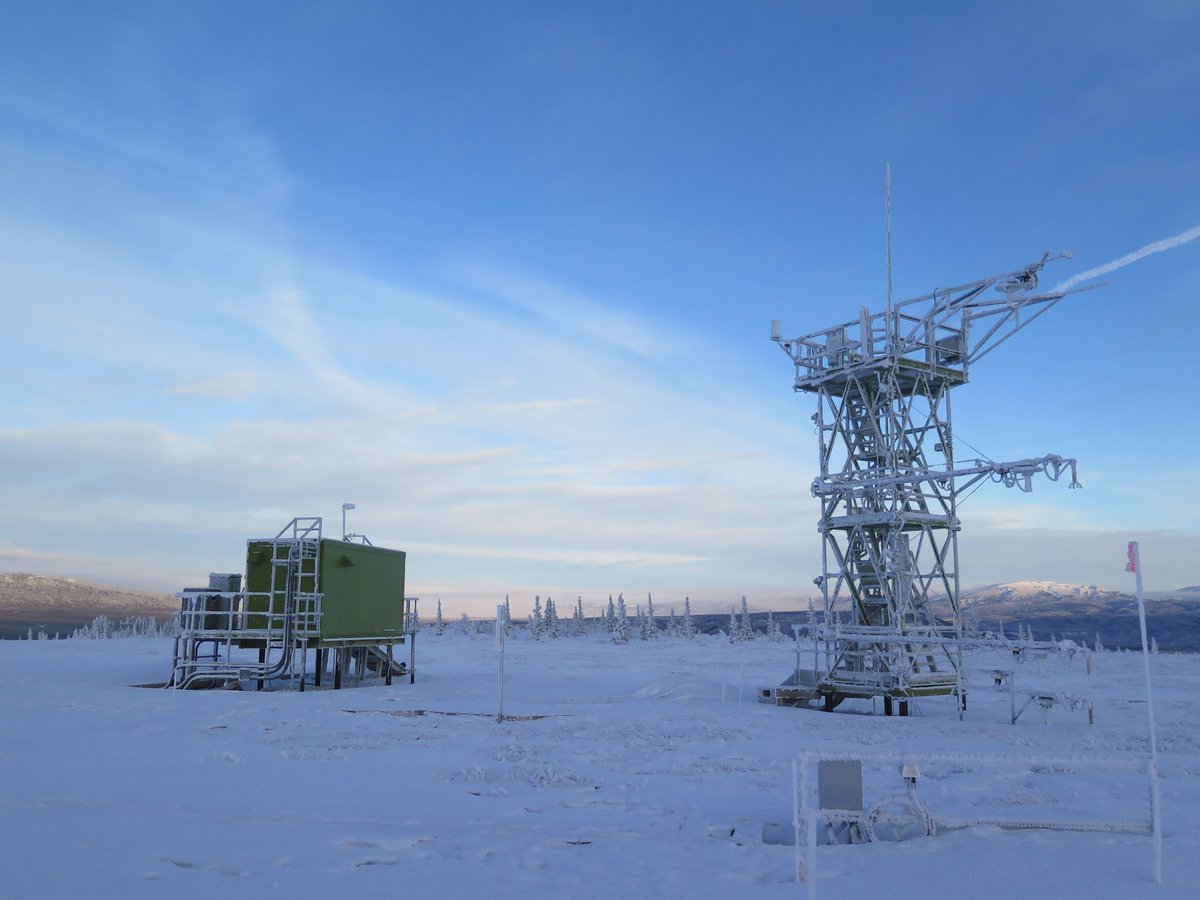 NEON_sci's tweet photo. Its #TowerTuesday! Can you guess the state that holds this 26-foot tower? This state is well known for its dogsled competition, glaciers, and the Northern Lights. 
Tune in tomorrow to find out if your guess was right. #WhereAmI https://t.co/wcOEHwXdjG