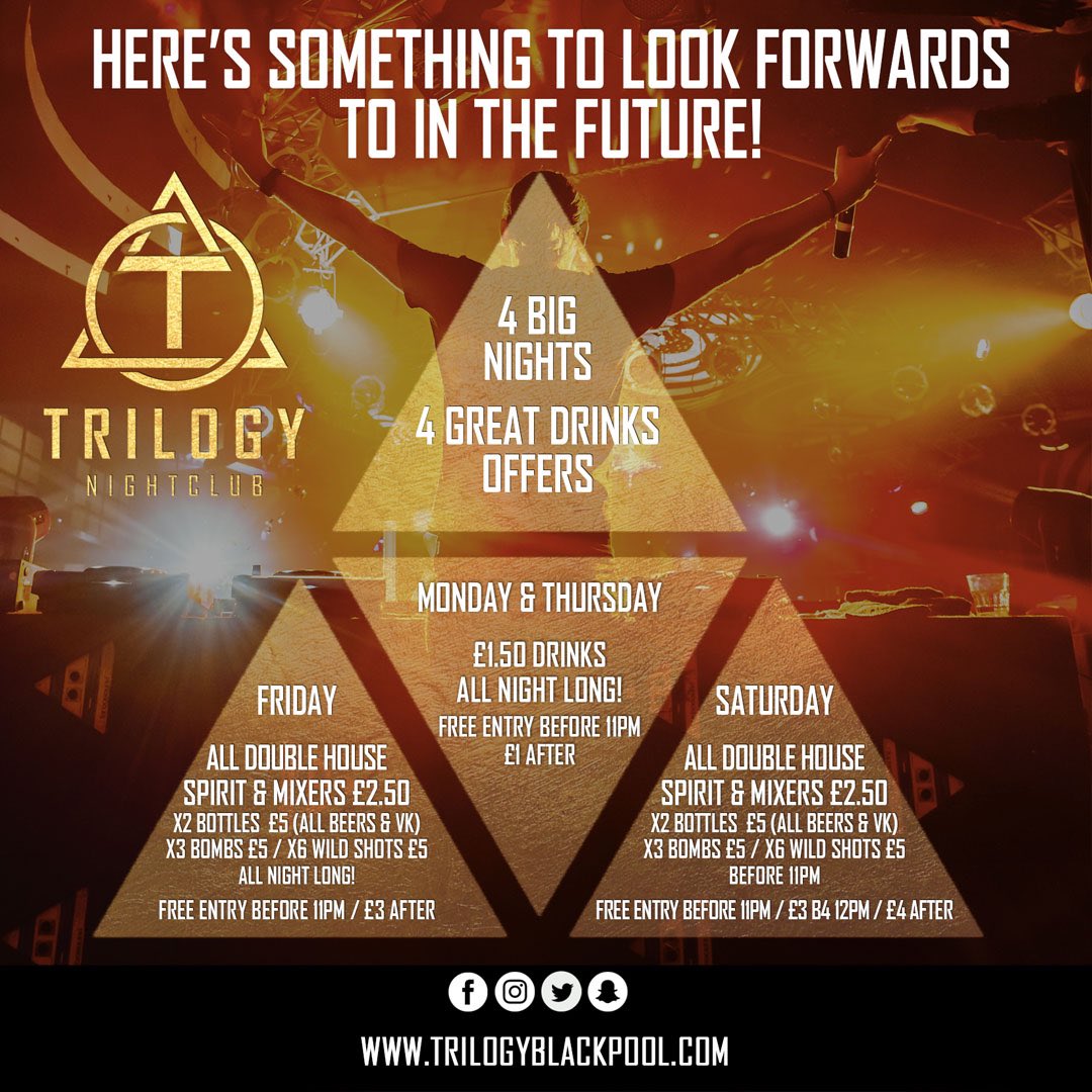 The story will start soon...

4 BIG nights to look forward to, we cannot wait to show you what we have created.... 🎶🍻🍹#trilogyblackpool #blackpool