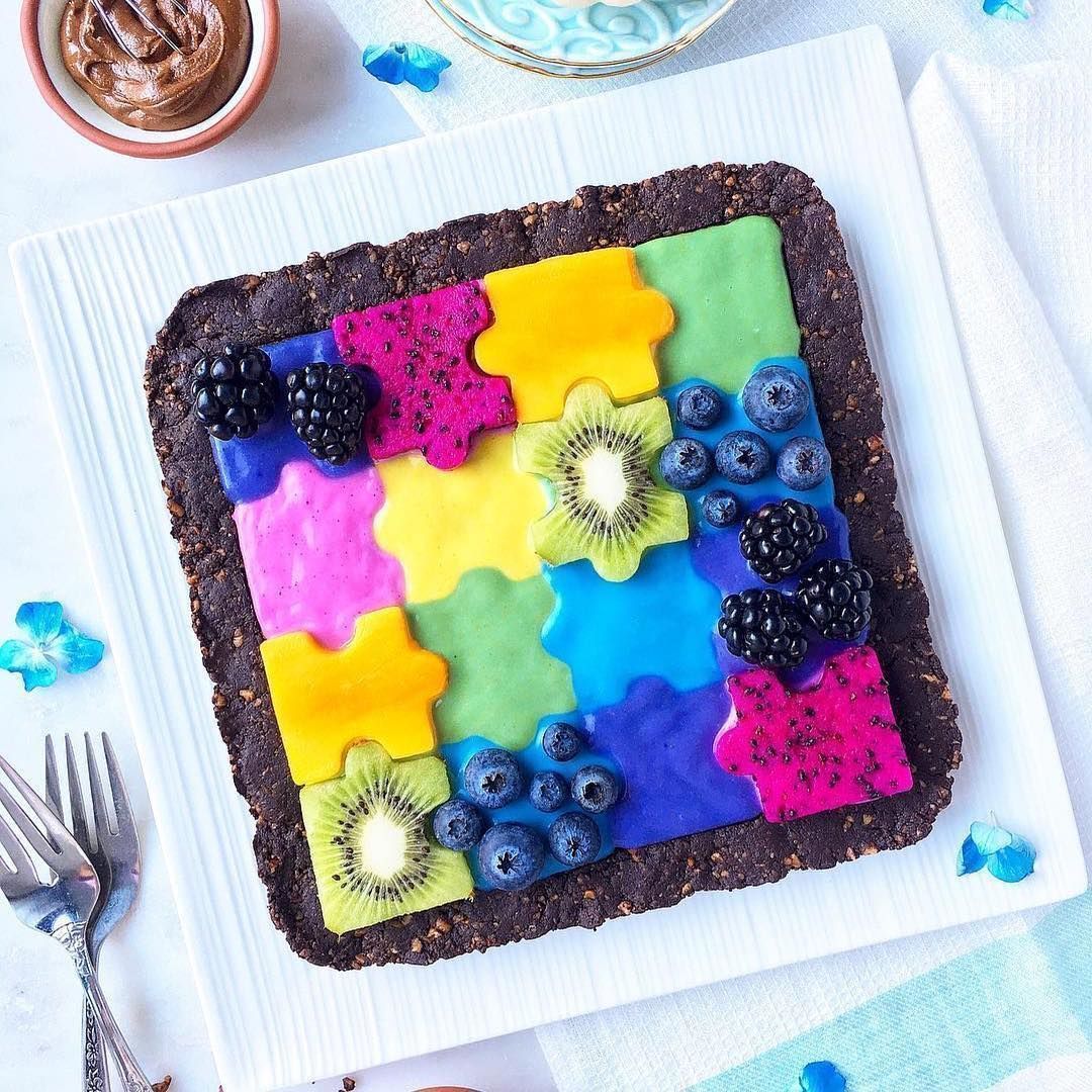Rainbow Puzzle Nutella Brownies with Yoso! buff.ly/2DNNNuJ #vegan #brownie #glutenfree #enjoyyoso