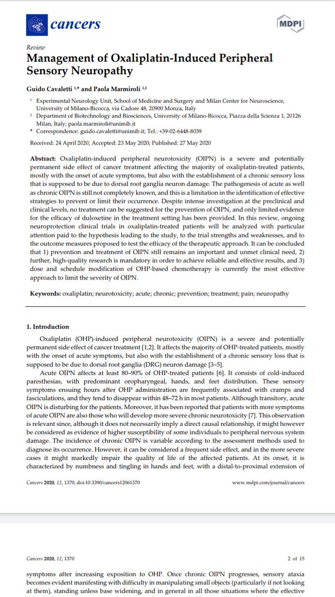 neko_nekodayo's tweet image. Management of Oxaliplatin-Induced Peripheral Sensory Neuropathy 

Guido Cavaletti ,and PaolaMarmiroli

Published: 27 May 2020

#Pledox #calmangafodipir
#Pledpharma