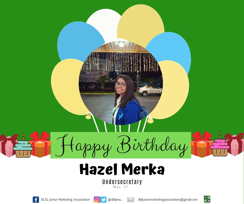 dlsljma_'s tweet photo. Happy Birthday to our Undersecretary for Academic Year 2019-2020, Hazel Merka! π
May your birthday mark as the start of endless opportunities, happiness, and memorable moments with your DLSL JMA family.
#AnimoJMA
#MakingExcellenceAHabit https://t.co/U9hEYOda98