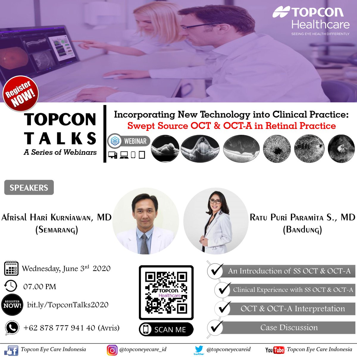 topconeyecareid's tweet photo. Join us in this extraordinary series of web seminars where we will talk about the latest image innovations in retinal practice.Register now: https://t.co/vY5MUDHodu
#topcon #topcontalks2020 #indonesia #webinar #imaging #retina #macula #sweptsourceoct #octtriton #oct #octa https://t.co/coxBFygCdn
