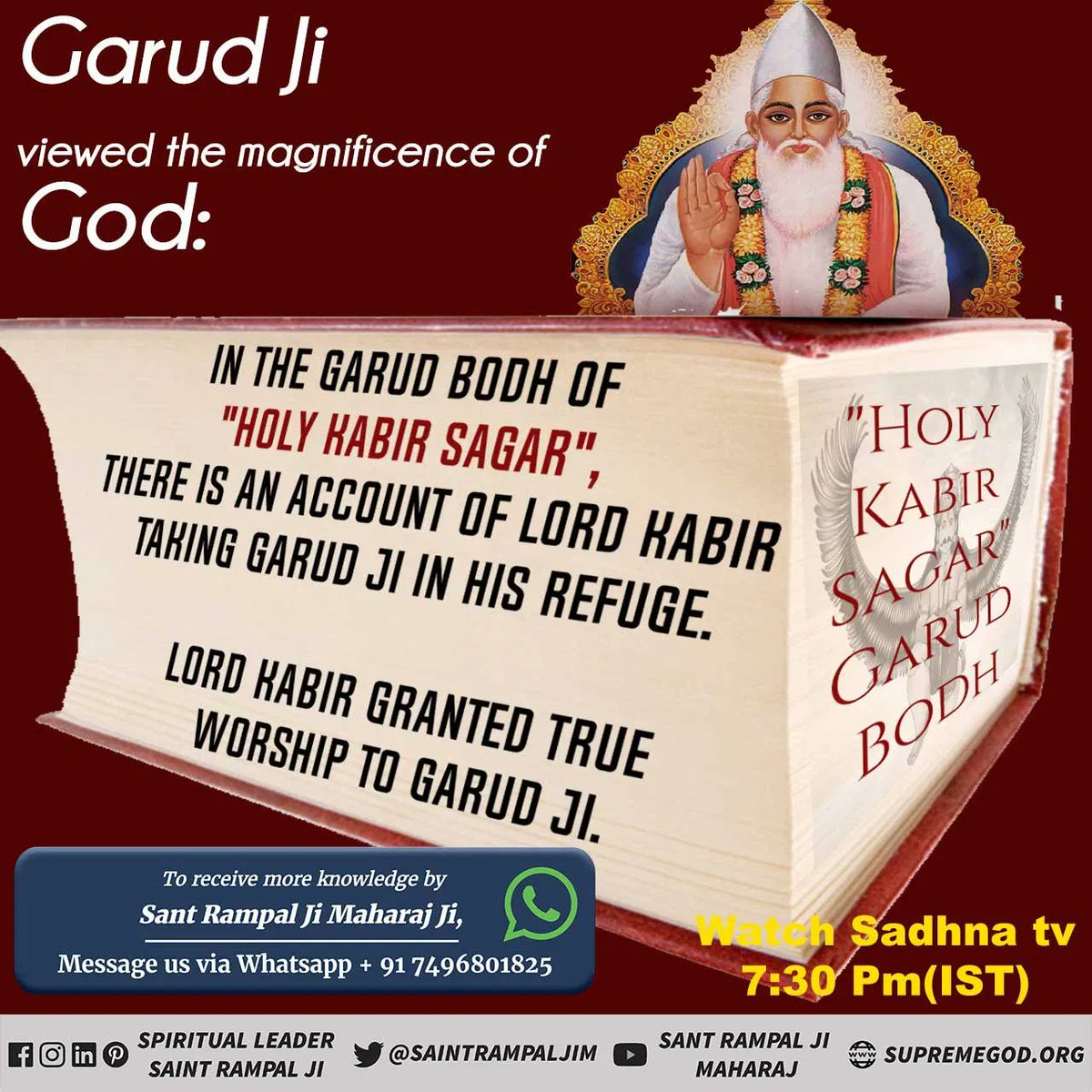 WvsChannel's tweet photo. There is an account of lord kabir taking garud ji in this refuge. Lord kabir grabted true worship to garud ji. #Witnesses_of_GodKabir https://t.co/uOdq9rEhem