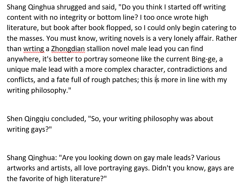 And thankfully, this is the lesson SQH learns at the end, just a little. This new LBH actually managed a happy ending, and he's pleased with the result. Relentless tragedies aren't the only way to be interesting and meaningful. In any case, it's far better than selling out.