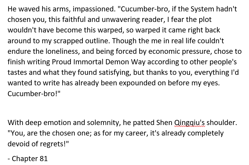 And thankfully, this is the lesson SQH learns at the end, just a little. This new LBH actually managed a happy ending, and he's pleased with the result. Relentless tragedies aren't the only way to be interesting and meaningful. In any case, it's far better than selling out.